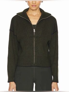 Varley Women's carmen Rib Knit Zip Through Sweater - DROL - Medium - NWT